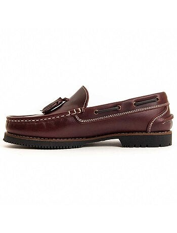 MOCASSIN CUIR NATUREL BORDEAUX