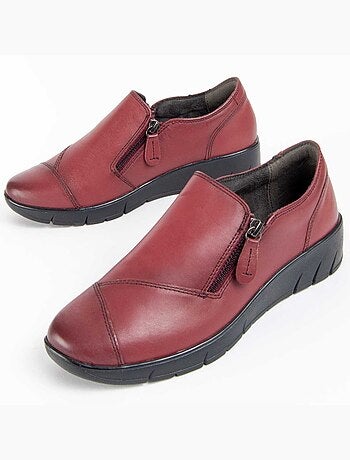 MOCASSIN CUIR NATUREL BORDEAUX
