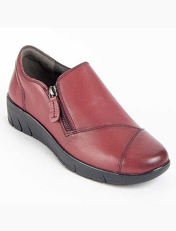 MOCASSIN CUIR NATUREL BORDEAUX