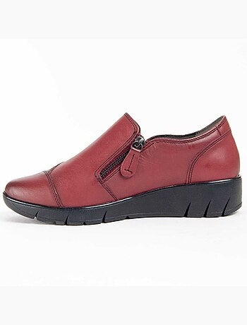 MOCASSIN CUIR NATUREL BORDEAUX