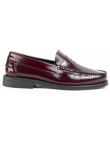MOCASSIN CUIR NATUREL BORDEAUX