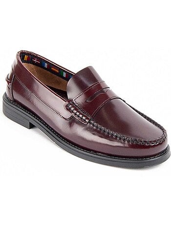 MOCASSIN CUIR NATUREL BORDEAUX