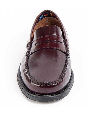 MOCASSIN CUIR NATUREL BORDEAUX
