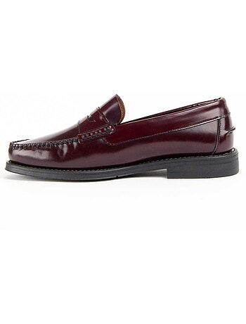 MOCASSIN CUIR NATUREL BORDEAUX