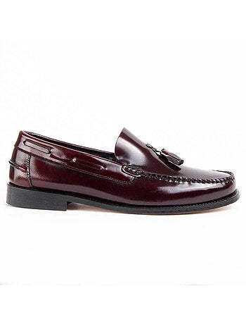 MOCASSIN CUIR NATUREL BORDEAUX