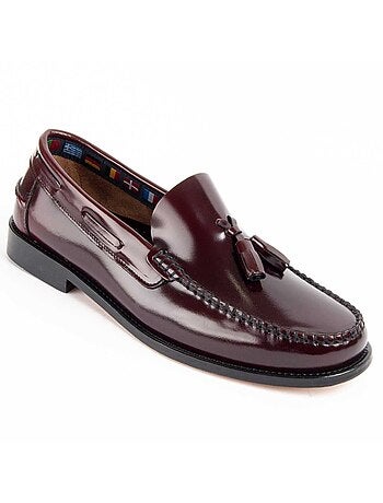 MOCASSIN CUIR NATUREL BORDEAUX