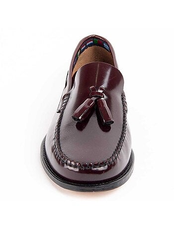 MOCASSIN CUIR NATUREL BORDEAUX