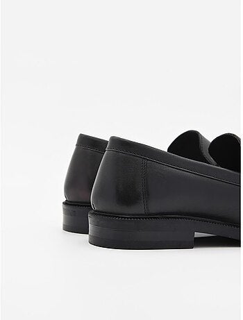MOCASSIN CUIR NATUREL NOIR