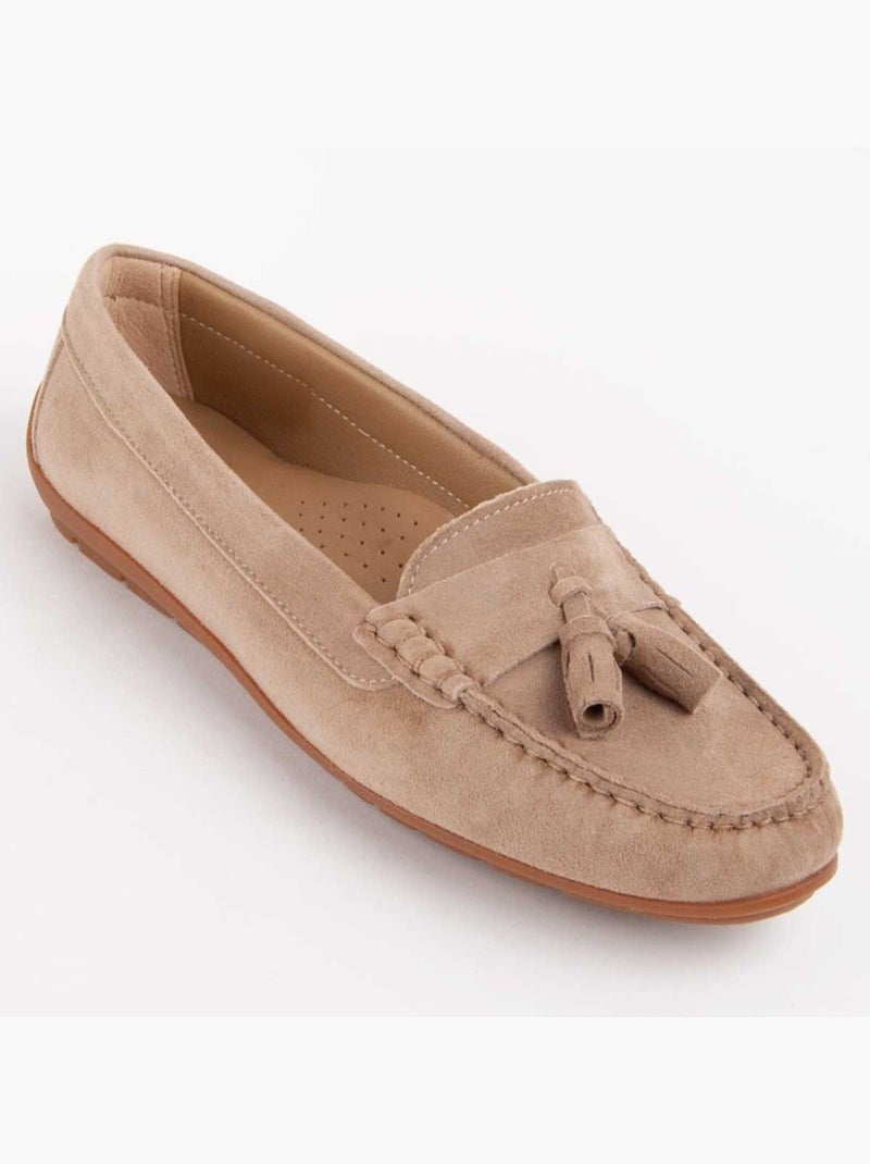 Mocassin Cuir Naturel Purapiel Beige - Kiabi