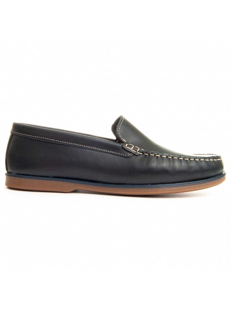 Mocassin Cuir Naturel Purapiel Bleu - Kiabi