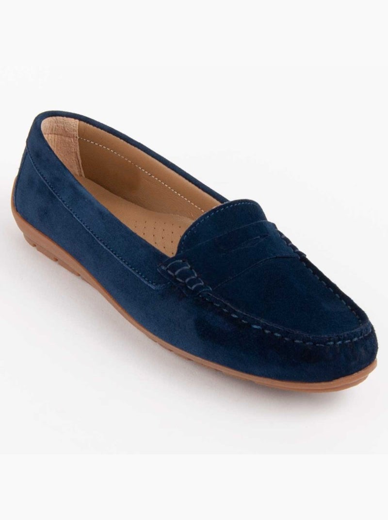 Mocassin Cuir Naturel Purapiel Bleu - Kiabi