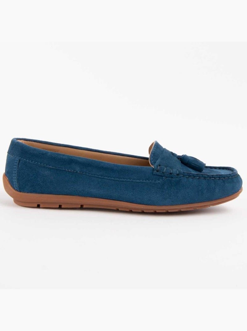 Mocassin Cuir Naturel Purapiel Bleu - Kiabi
