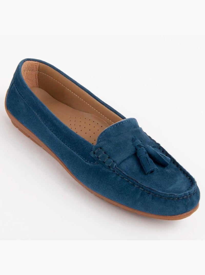 Mocassin Cuir Naturel Purapiel Bleu - Kiabi
