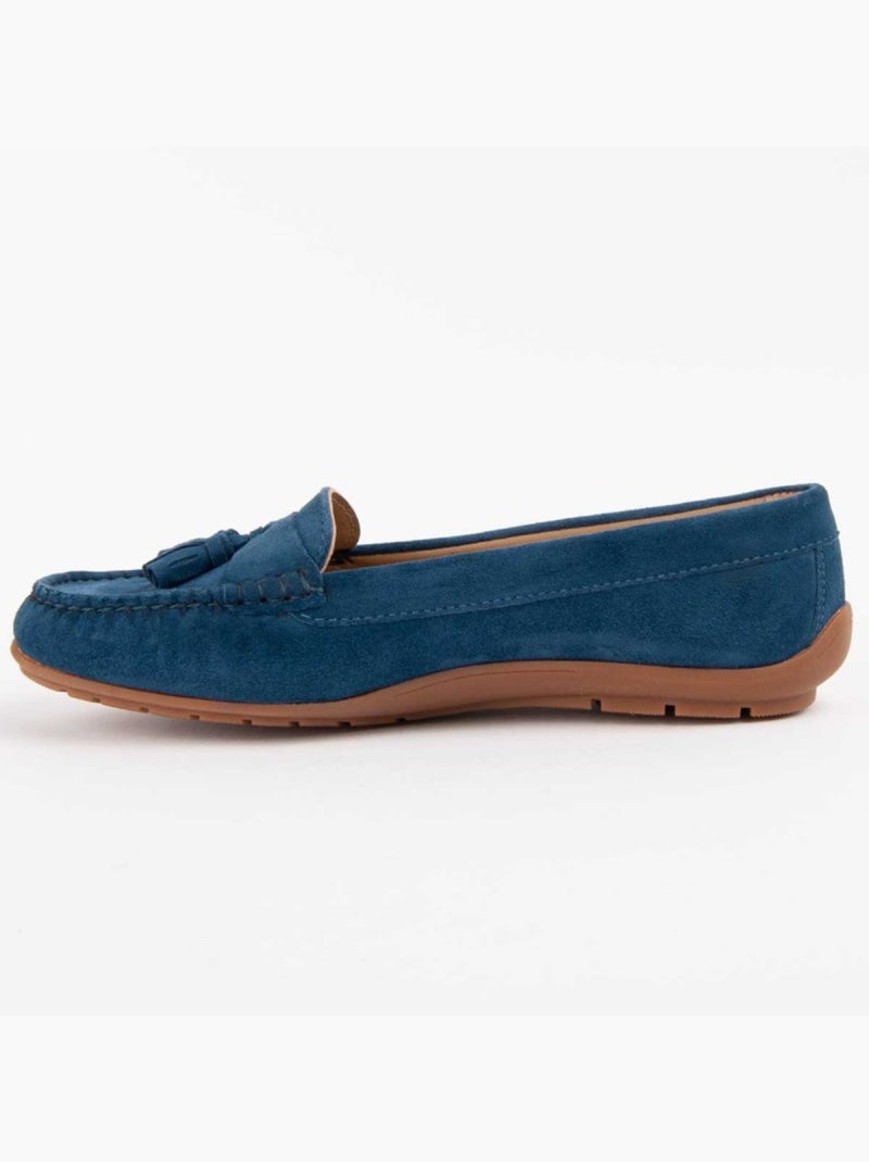 Mocassin Cuir Naturel Purapiel Bleu - Kiabi