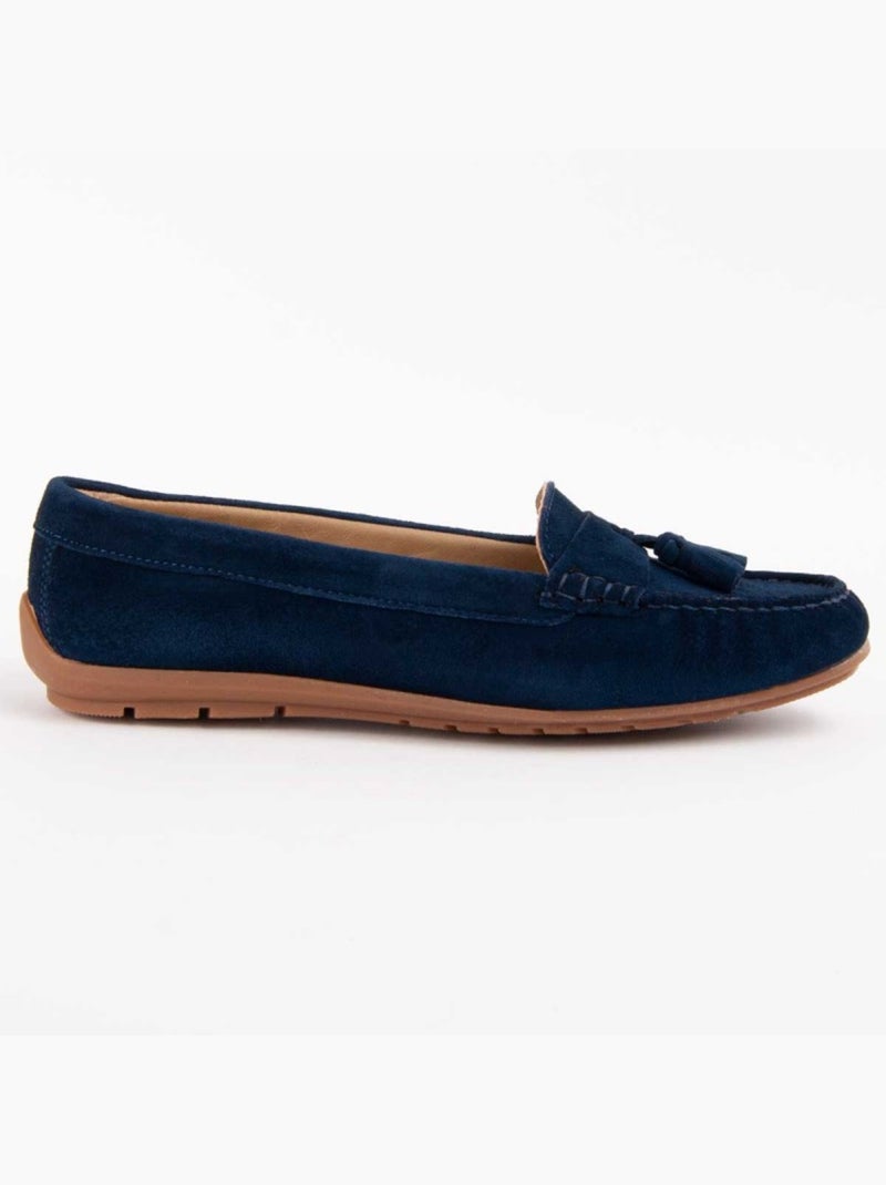 Mocassin Cuir Naturel Purapiel Bleu - Kiabi