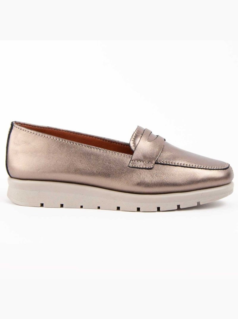 Mocassin Cuir Naturel Purapiel Gris - Kiabi