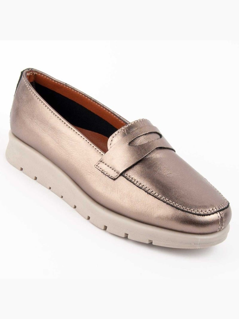 Mocassin Cuir Naturel Purapiel Gris - Kiabi