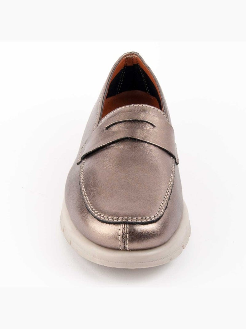Mocassin Cuir Naturel Purapiel Gris - Kiabi