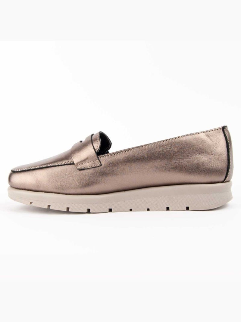 Mocassin Cuir Naturel Purapiel Gris - Kiabi