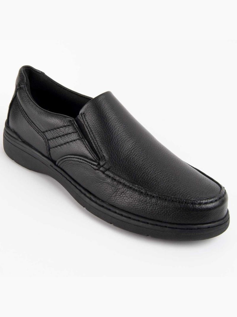 Mocassin Cuir Naturel Purapiel Noir - Kiabi