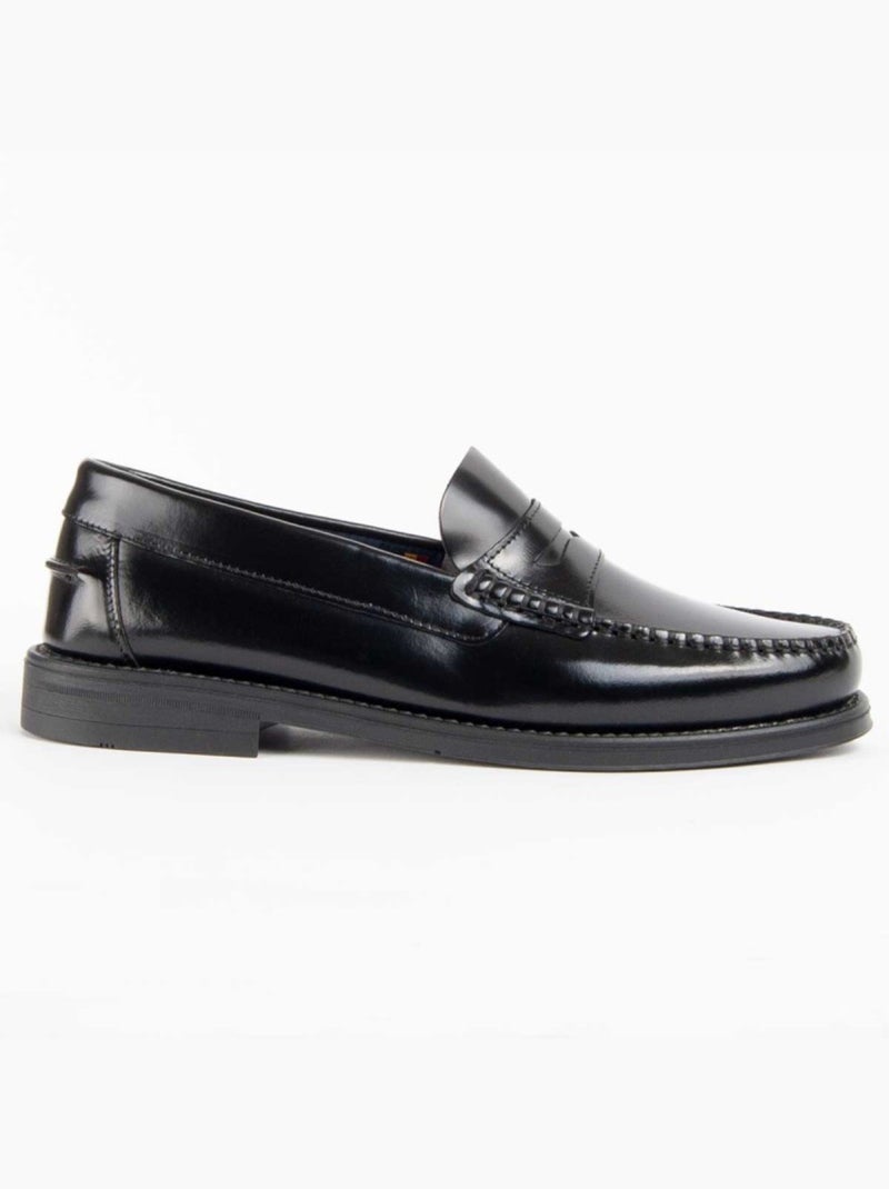 Mocassin Cuir Naturel Purapiel Noir - Kiabi