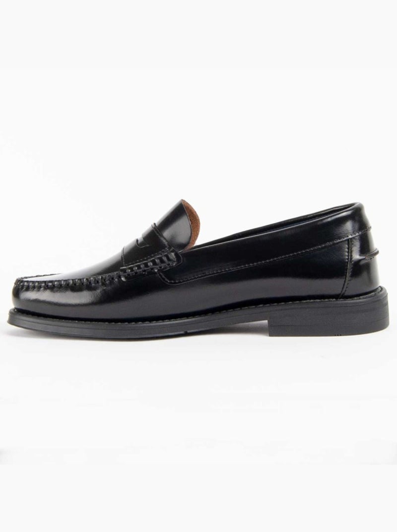 Mocassin Cuir Naturel Purapiel Noir - Kiabi