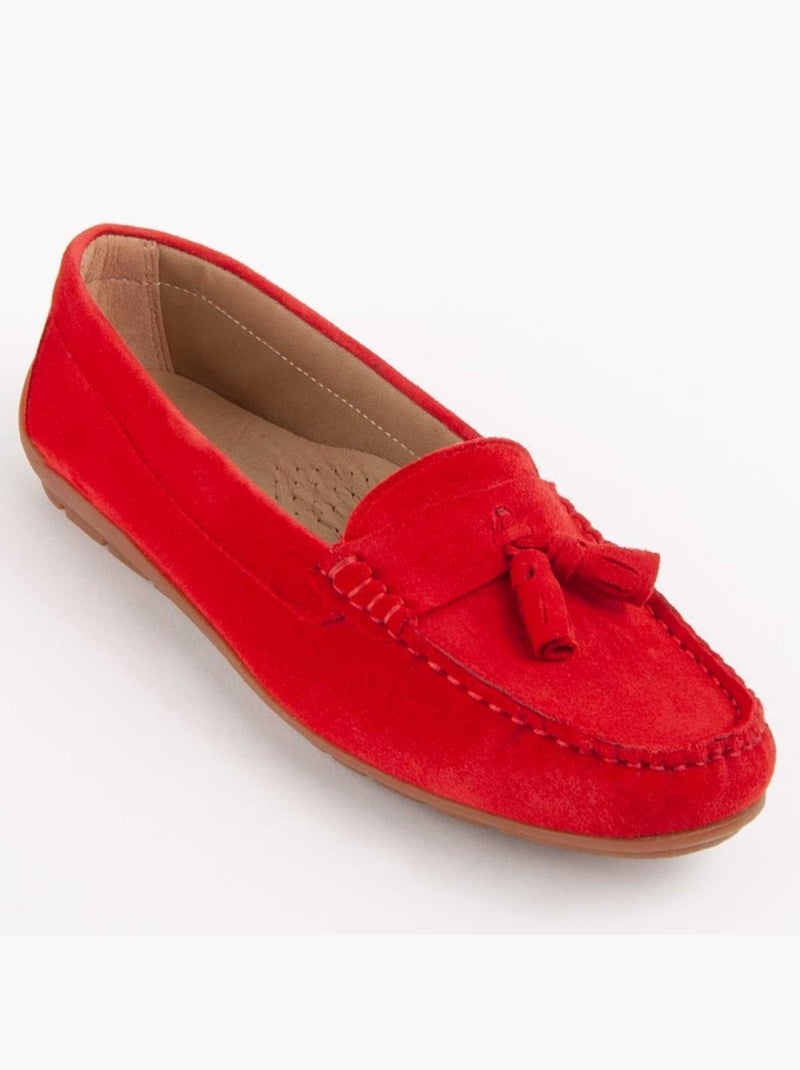 Mocassin Cuir Naturel Purapiel Rouge - Kiabi