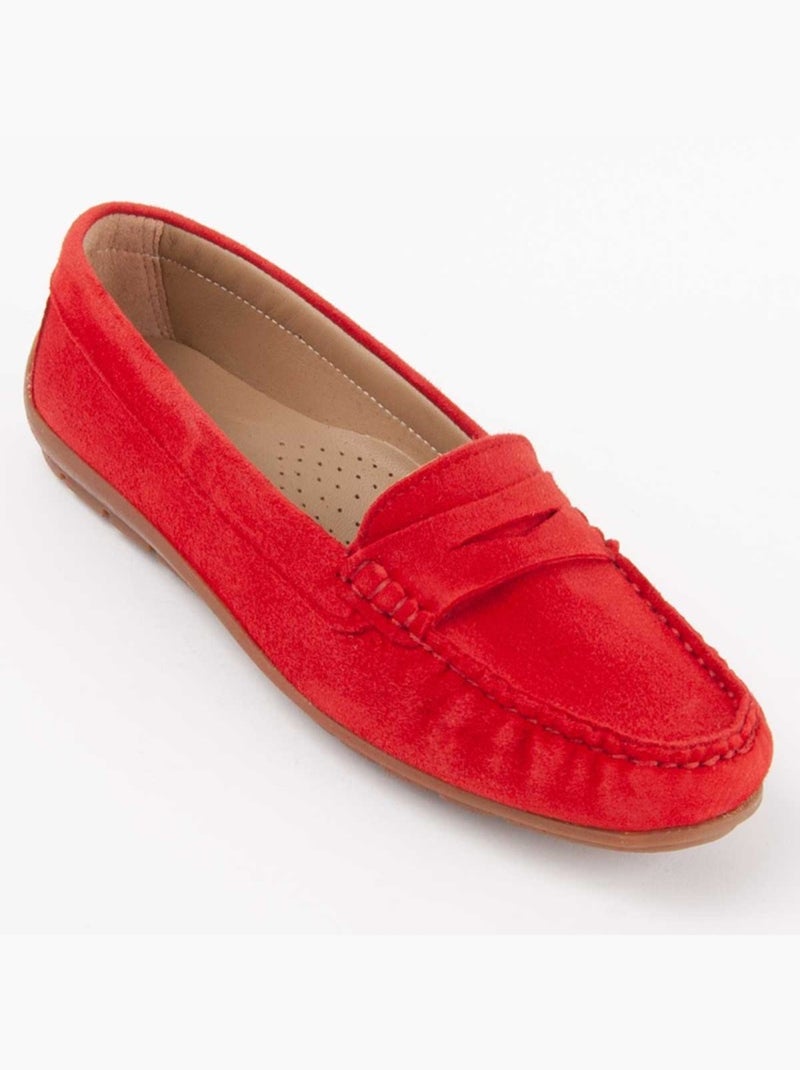 Mocassin Cuir Naturel Purapiel Rouge - Kiabi