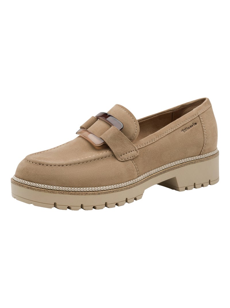 Mocassin Cuir Tamaris Beige - Kiabi