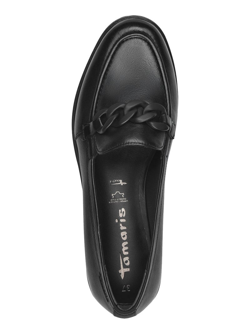 Mocassin Cuir Tamaris Noir - Kiabi