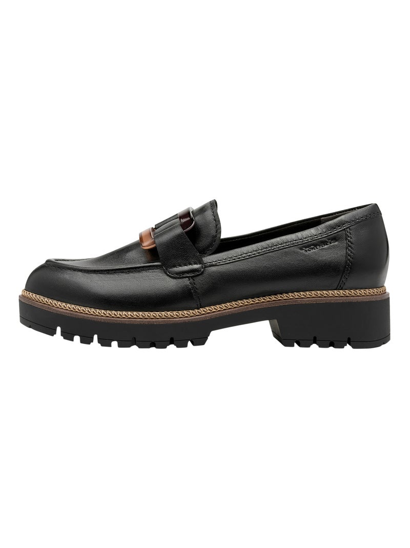 Mocassin Cuir Tamaris Noir - Kiabi