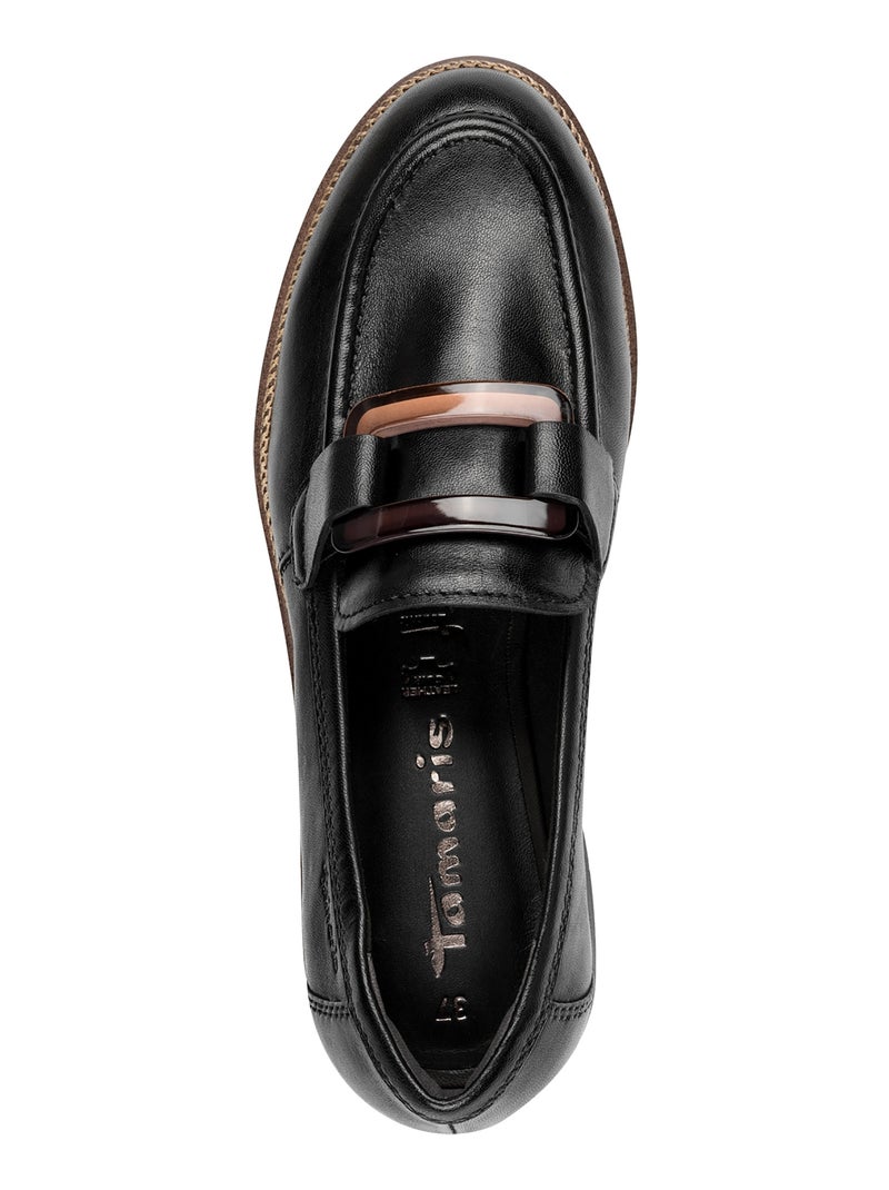 Mocassin Cuir Tamaris Noir - Kiabi