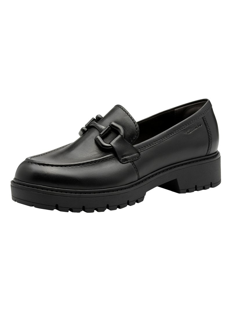 Mocassin Cuir Tamaris Noir - Kiabi