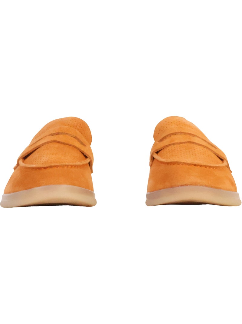 Mocassin Cuir The Divine Factory Alénoa Orange - Kiabi