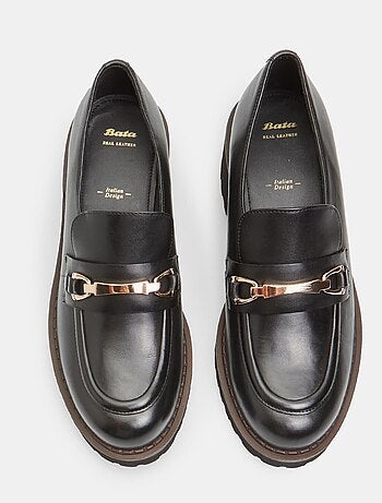 Mocassin en cuir avec talon BATA