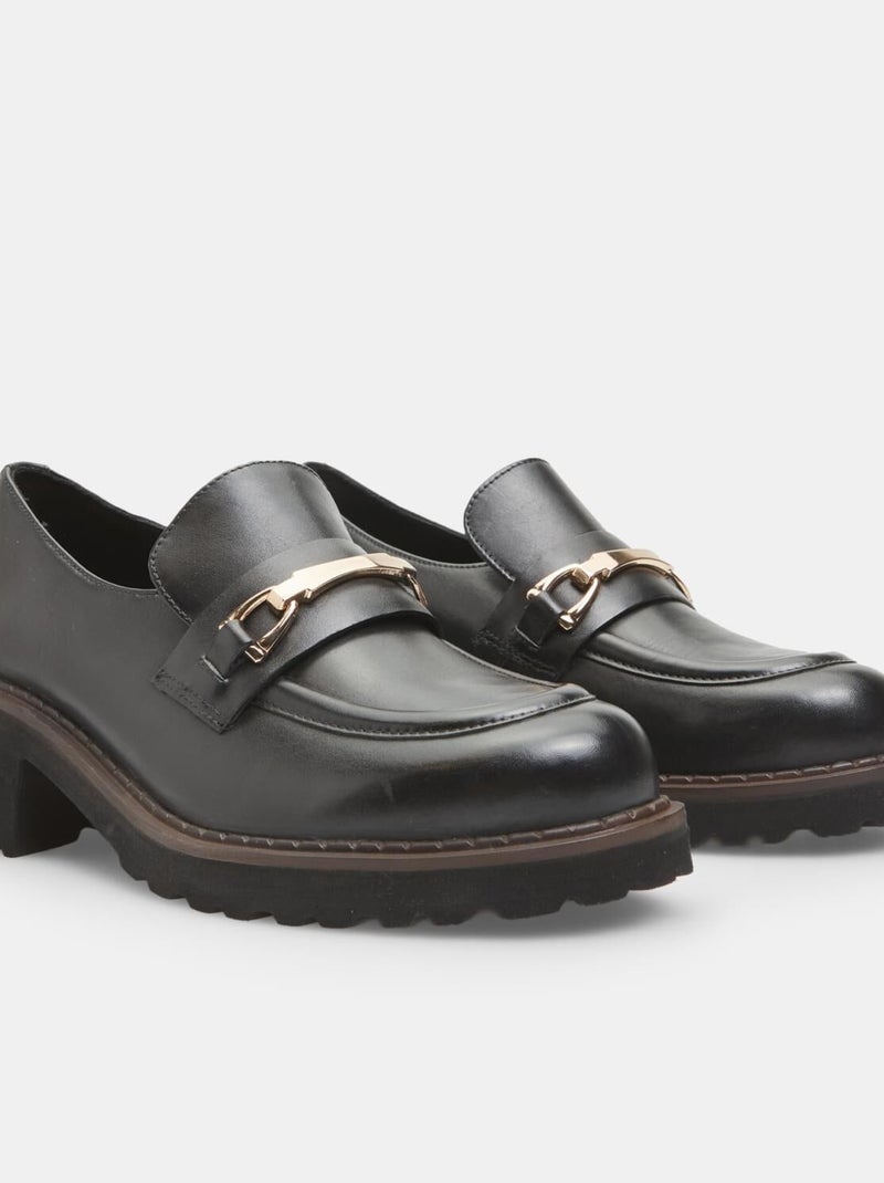 Mocassin en cuir avec talon BATA Noir - Kiabi