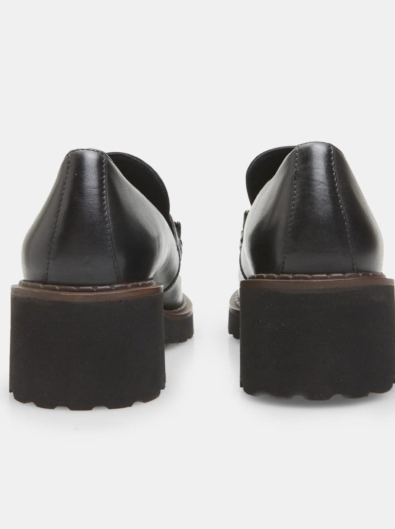 Mocassin en cuir avec talon BATA Noir - Kiabi