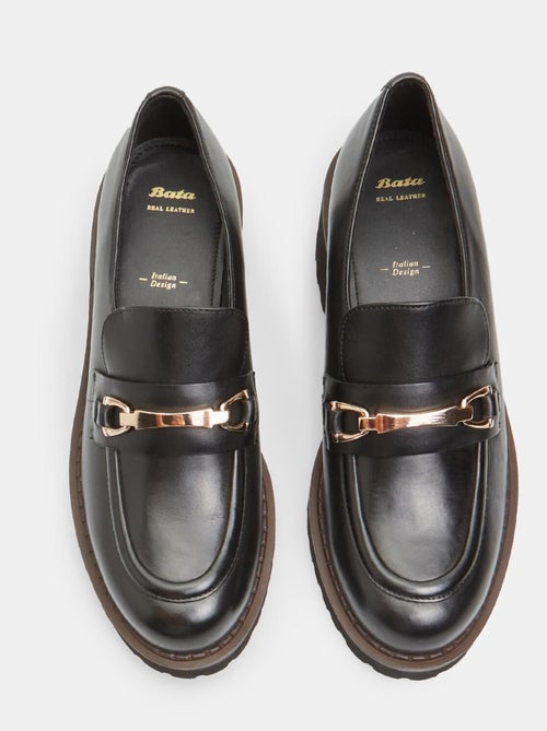 Mocassin en cuir avec talon BATA - Kiabi