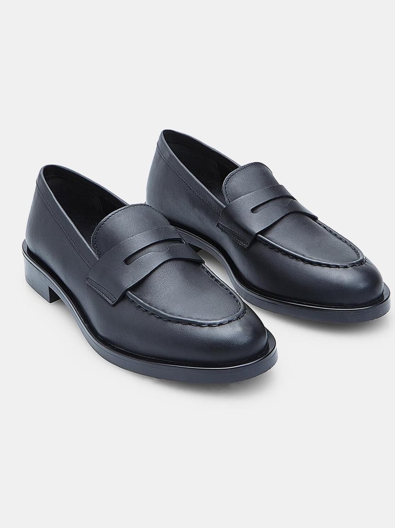 Mocassin en cuir  Bata Noir - Kiabi