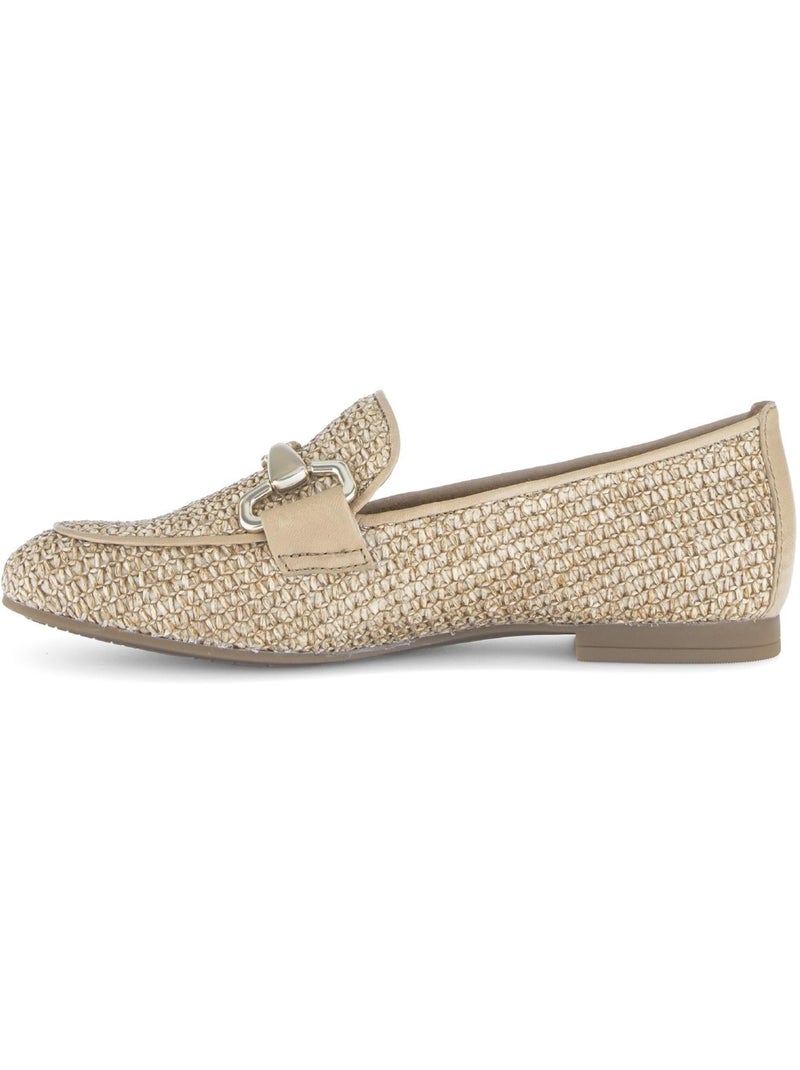 Mocassin  en cuir tressé Beige - Kiabi