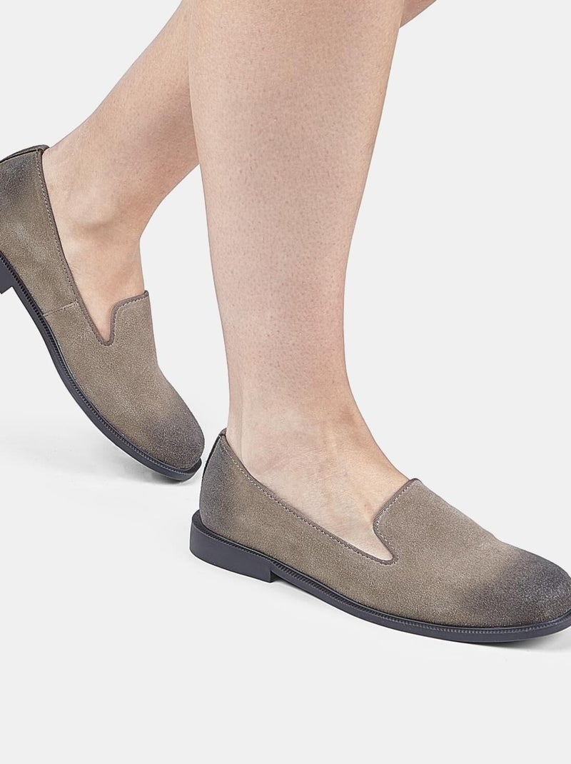 Mocassin  en daim Bata Gris - Kiabi