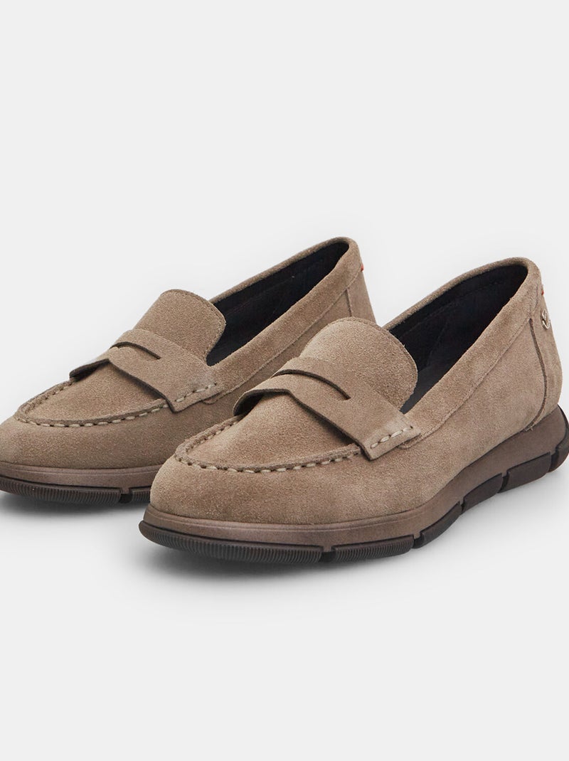 Mocassin en daim BATA Taupe - Kiabi