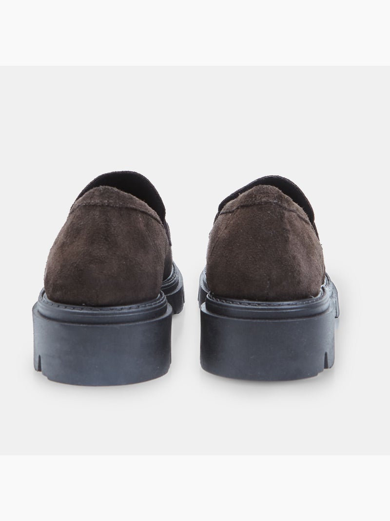 Mocassin en nubuck avec semelle track Marron - Kiabi