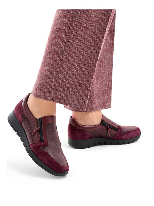 Mocassin largeur confort zippé cuir fantaisie - Kiabi