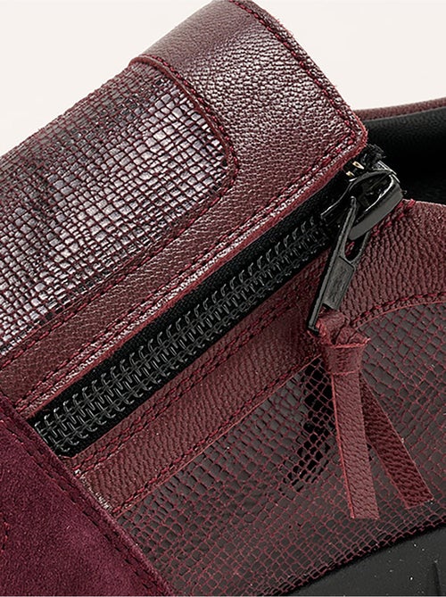 Mocassin largeur confort zippé cuir fantaisie - Kiabi