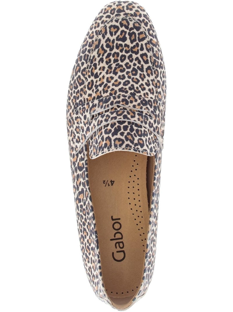 Mocassin léopard en nubuck Beige - Kiabi
