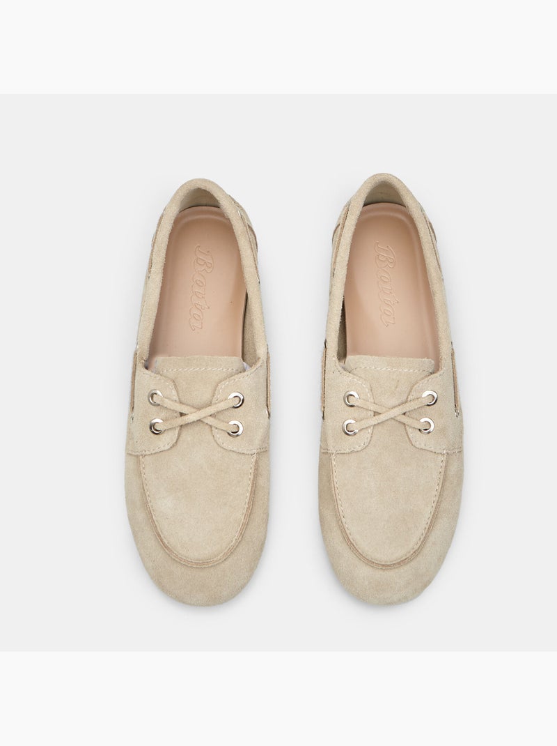 Mocassin modèle bateau en daim Bata Beige - Kiabi