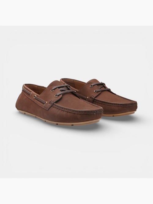 Mocassin modèle bateau en daim bata - Kiabi
