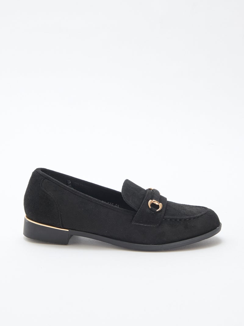 Mocassin plat suède Noir - Kiabi