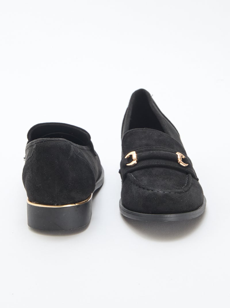 Mocassin plat suède Noir - Kiabi